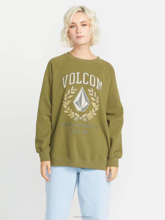 Volcom Stone Magic Boyfriend-Crew-Sweatshirt Z4DF840 Frauen Kleidung Moos