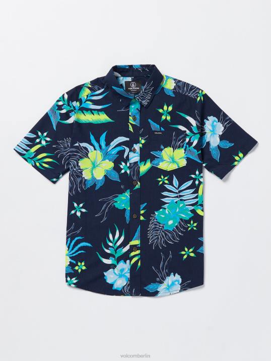 Volcom Sunriser Blumen-Kurzarmhemd Z4DF1169 Jungen Kleidung Marine