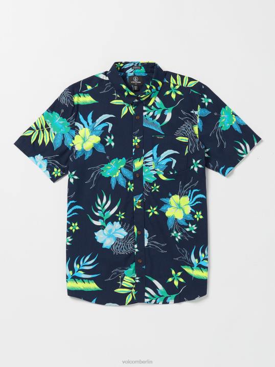 Volcom Sunriser Blumen-Kurzarmhemd Z4DF128 Männer Kleidung Marine